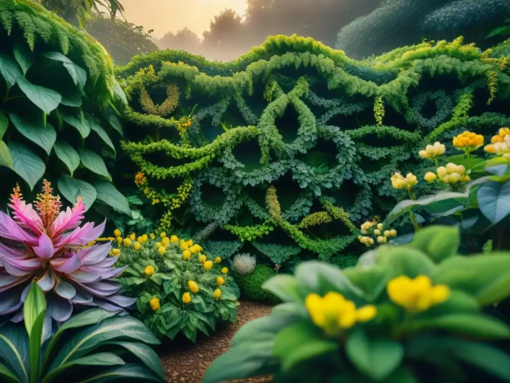 Un jardín botánico alquímico detallado en sepia, con plantas exóticas y símbolos alquímicos, exudando una sabiduría antigua