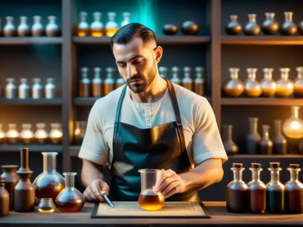 Un alquimista contemporáneo en su laboratorio, con Ética en alquimia contemporánea