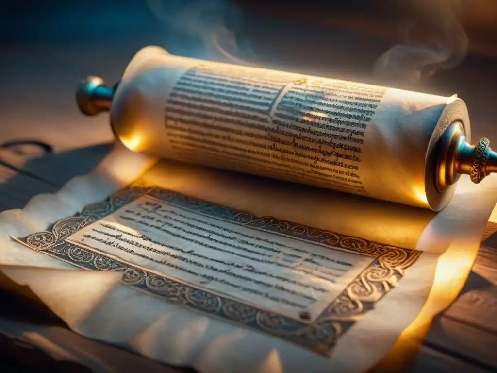 Antiguo pergamino con símbolos alquímicos de Hypatia de Alejandría, iluminado por luz mística