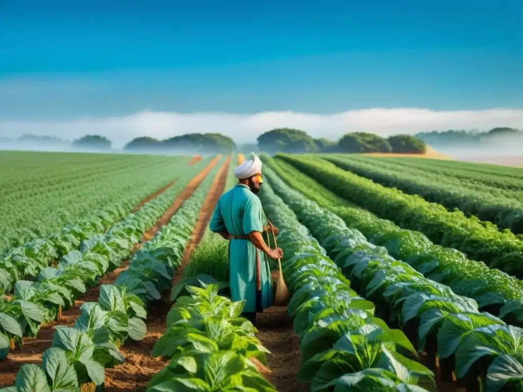 Un campo exuberante donde alquimia y agricultura se unen para una producción sostenible