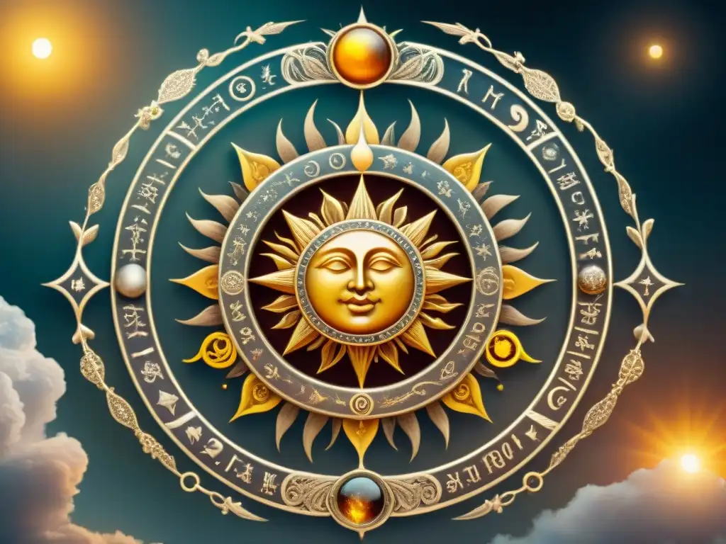 Un círculo alquímico místico con símbolos como el ouroboros, sol y luna, representando la transformación