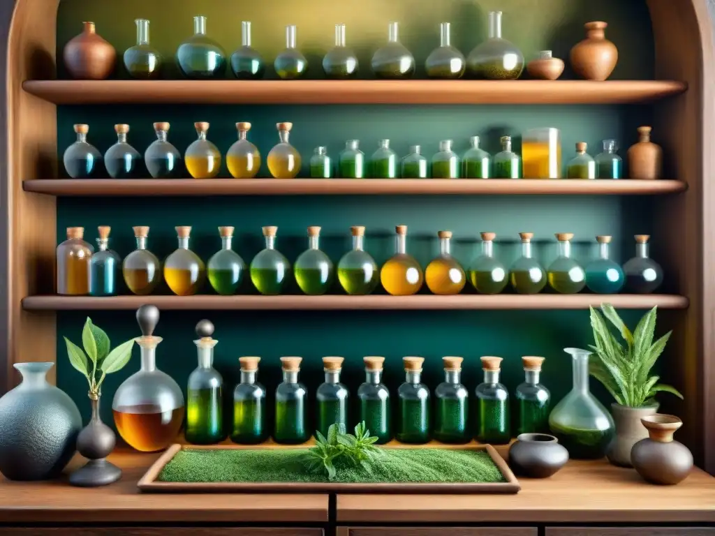 Laboratorio alquímico: misterio y botánica en sepia Detallada ilustración sepia de un antiguo laboratorio alquímico con compuestos botánicos envejecimiento y misteriosos símbolos