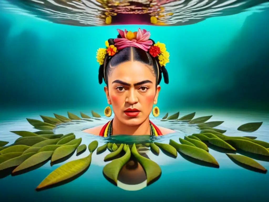 Detallada imagen sepia de 'Lo que el agua me dio' de Frida Kahlo