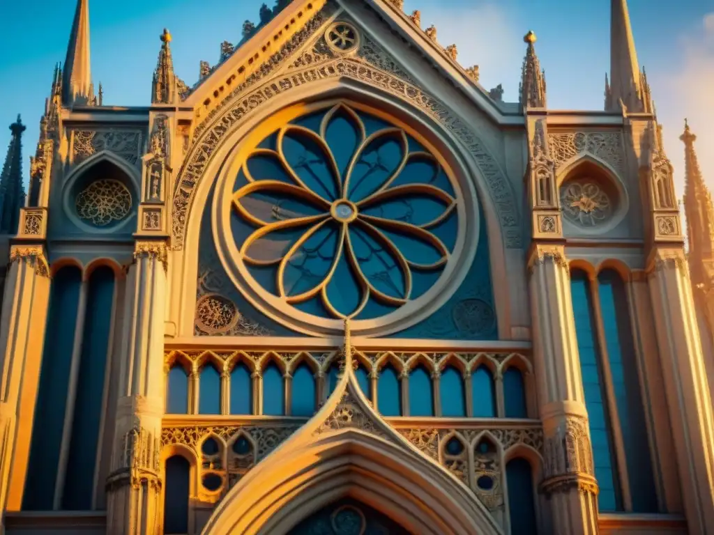 Detalle sepia de catedral con símbolos alquímicos, significado simbólico en arquitectura