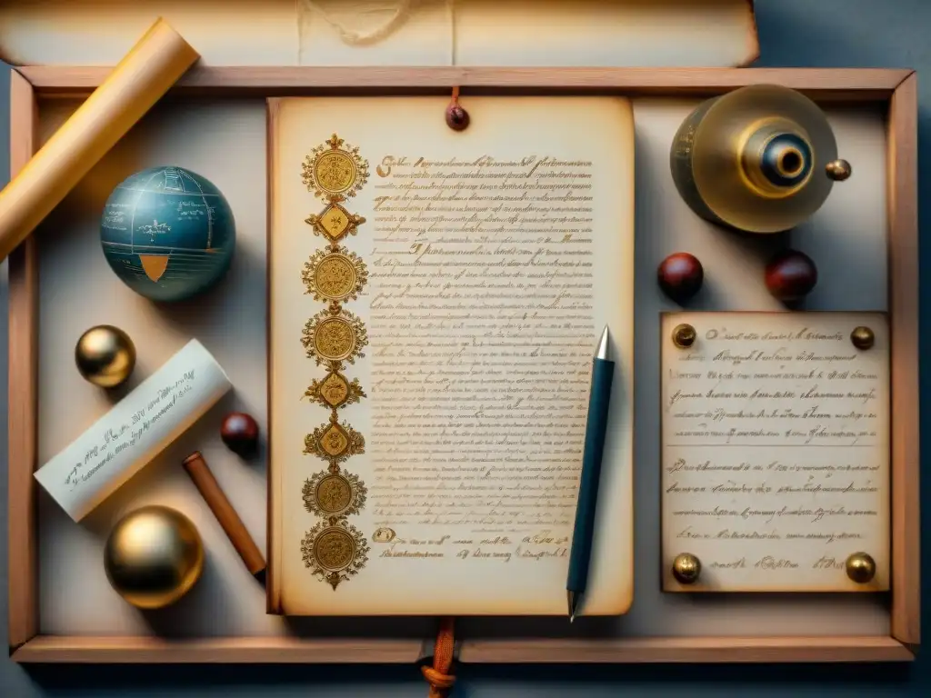 Detalle sepia de notas manuscritas de Sir Isaac Newton sobre alquimia, con diagramas y símbolos misteriosos en pergamino envejecido