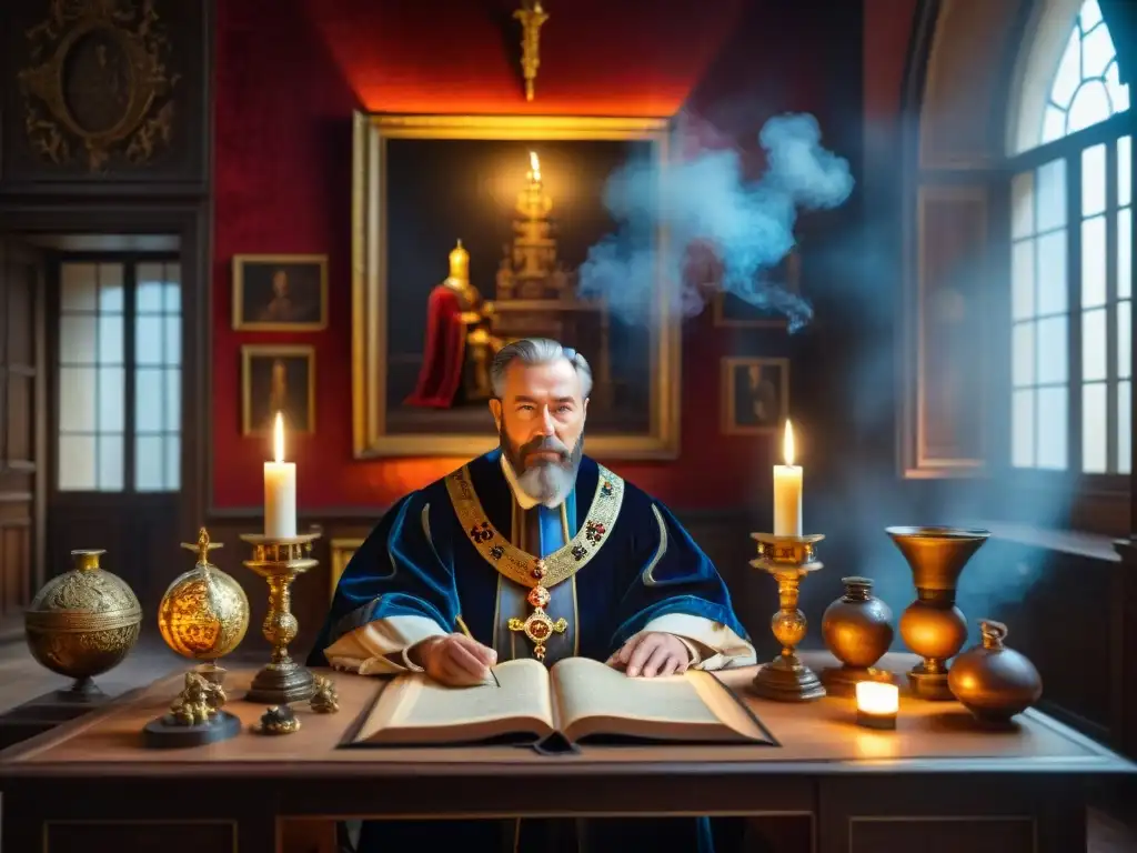 Emperador Rudolf II inmerso en la alquimia en su estudio del Castillo de Praga