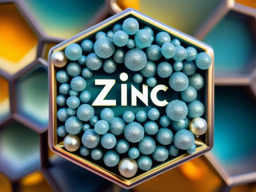 Una ilustración detallada en sepia de minerales de zinc y magnesio entrelazados, brillando con un lustre metálico