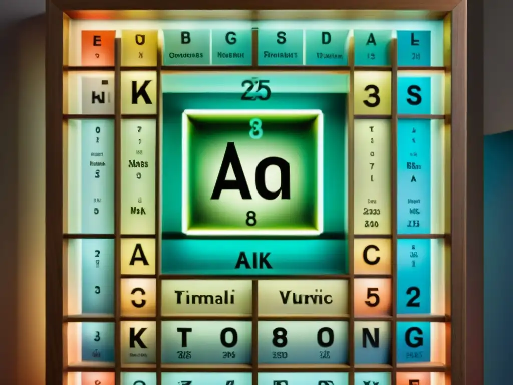 Una representación detallada y elegante de la Tabla Periódica entrelazada con símbolos alquímicos, fusionando historia y ciencia