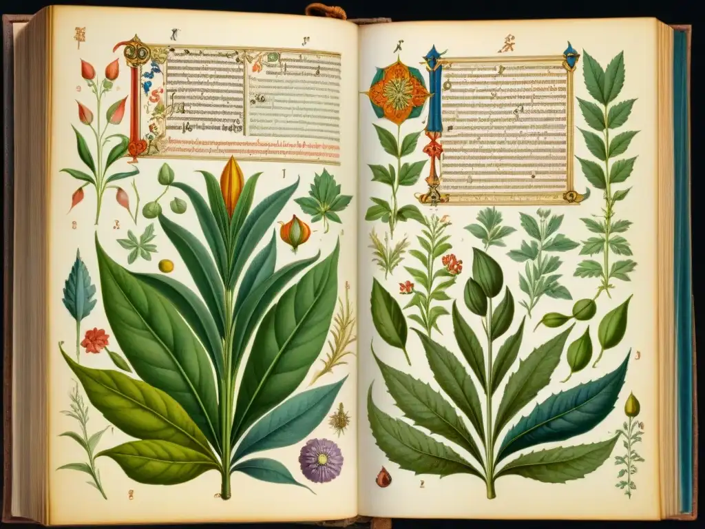 Ilustración medieval de jardín botánico con simbolismo en alquimia medieval