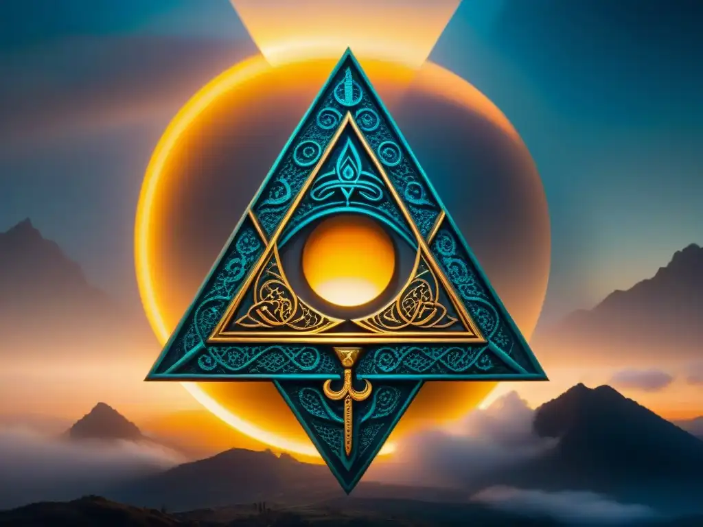 Símbolo alquímico detallado: misterio y sabiduría antigua Símbolo alquímico detallado iluminado por luz etérea, evocando misterio y sabiduría ancestral