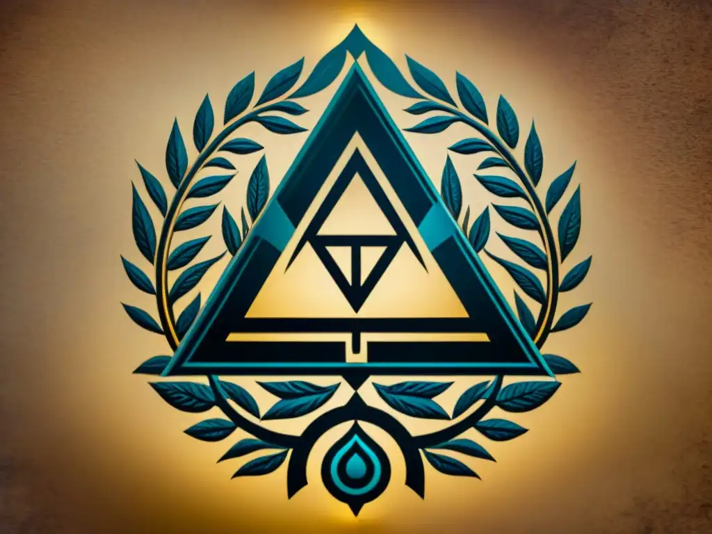 Símbolo alquímico intrincado en pergamino envejecido, emana sabiduría ancestral y misticismo