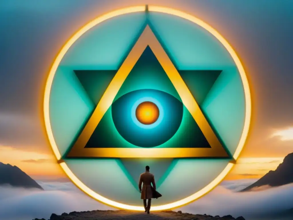 Símbolo alquímico de prosperidad con patrones antiguos en sepia