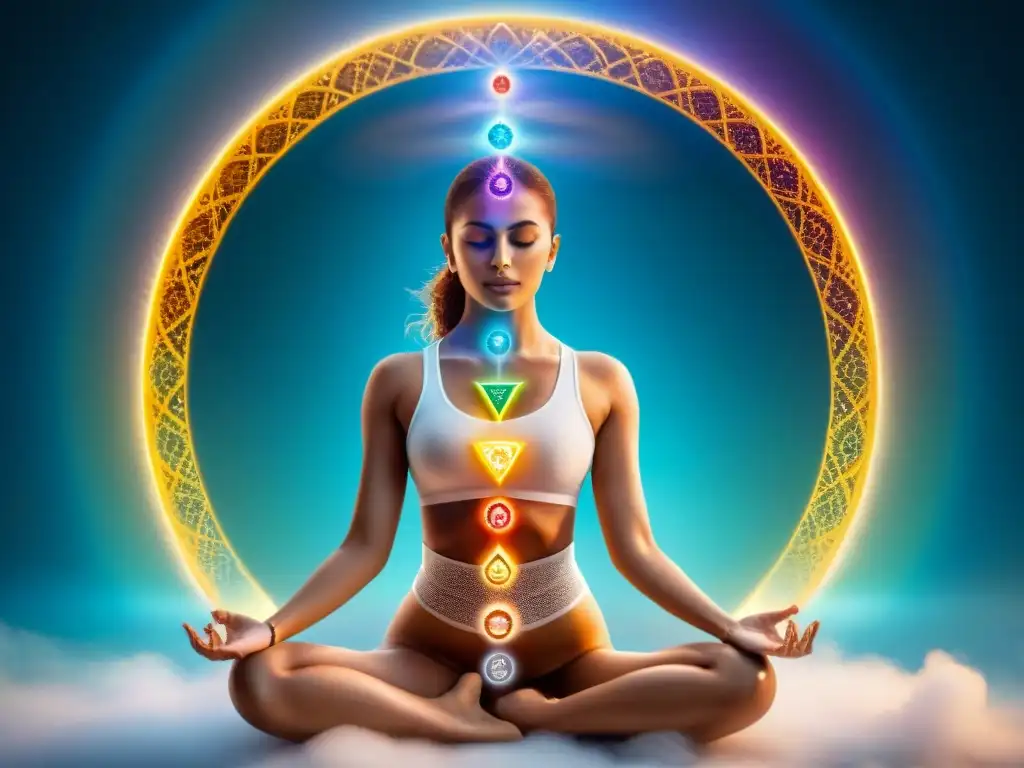 Un viaje espiritual a través de los chakras iluminados, demostrando la importancia de los chakras en alquimia